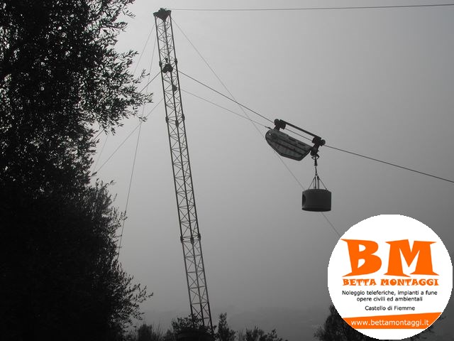 Betta Montaggi - Noleggio Teleferiche su misura - Noleggio impianti a fune a caduta per gravità e a circuito chuso